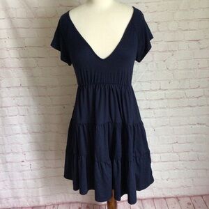 Urban Outfitters Navy Blue V-Neck Short Sleeve Dress - Size XS